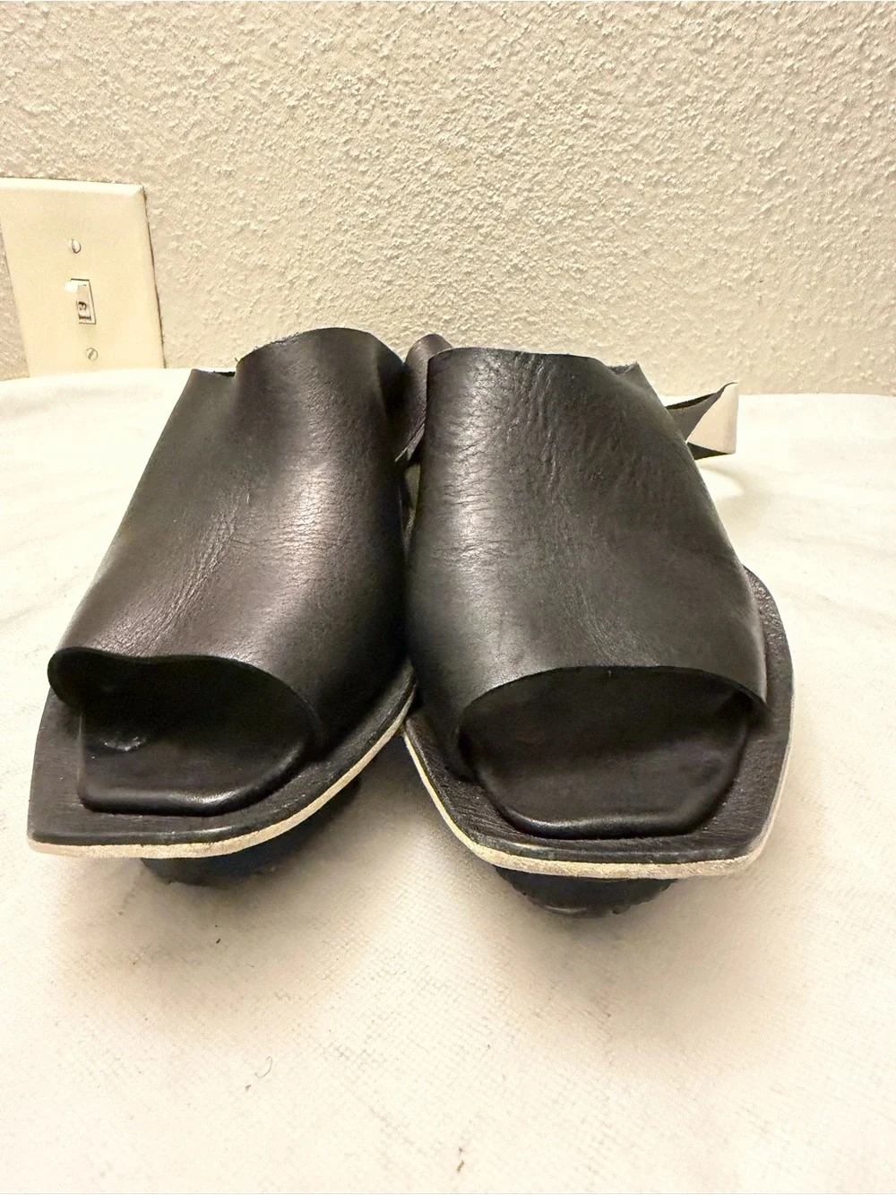 Tripp NYC Black and White Leather Ankle-Strap Sandals, pre-owned, SZ38